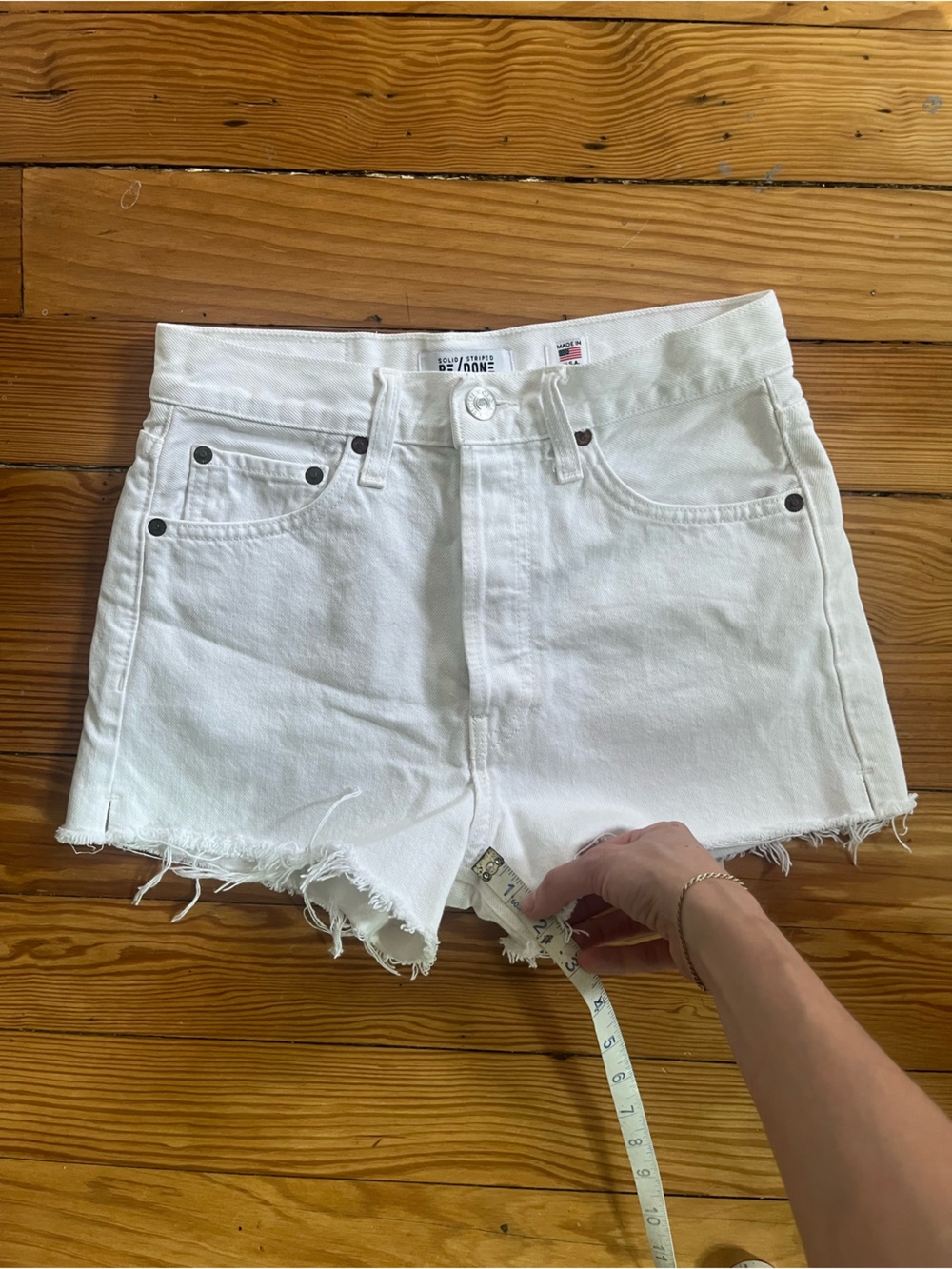 Re/Done The Breezy Shorts in Crema - Picture 3 of 5